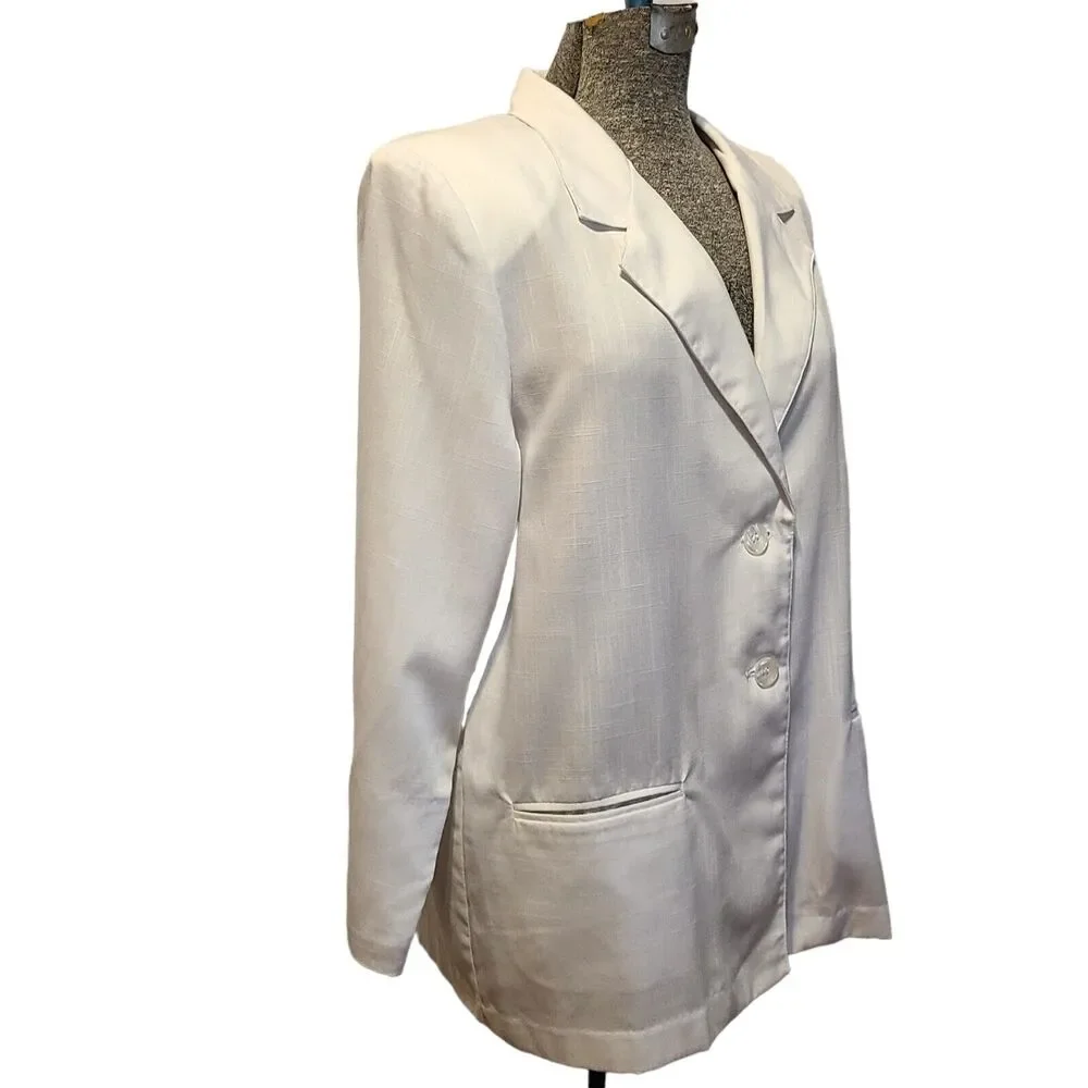 Sag Harbor Womens Blazer Vintage White Pockets‎ Shoulder Pads Size 16 Petite